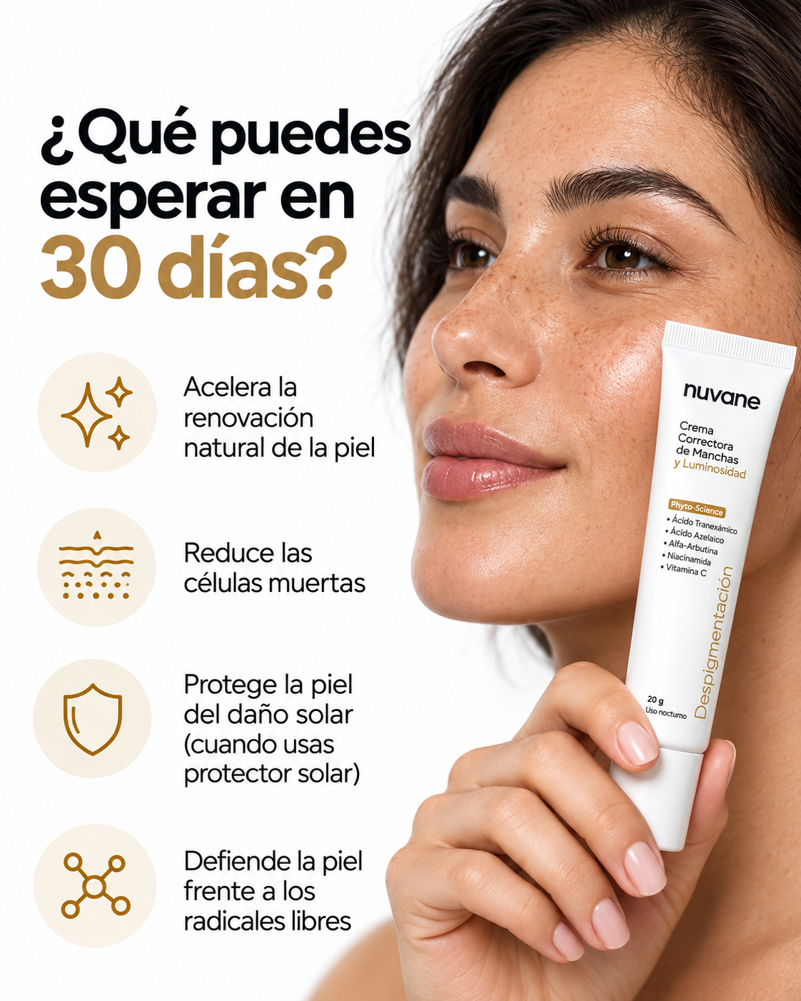 Corrector de Manchas Oscuras Nuvane, con Ácido Azelaico 20g